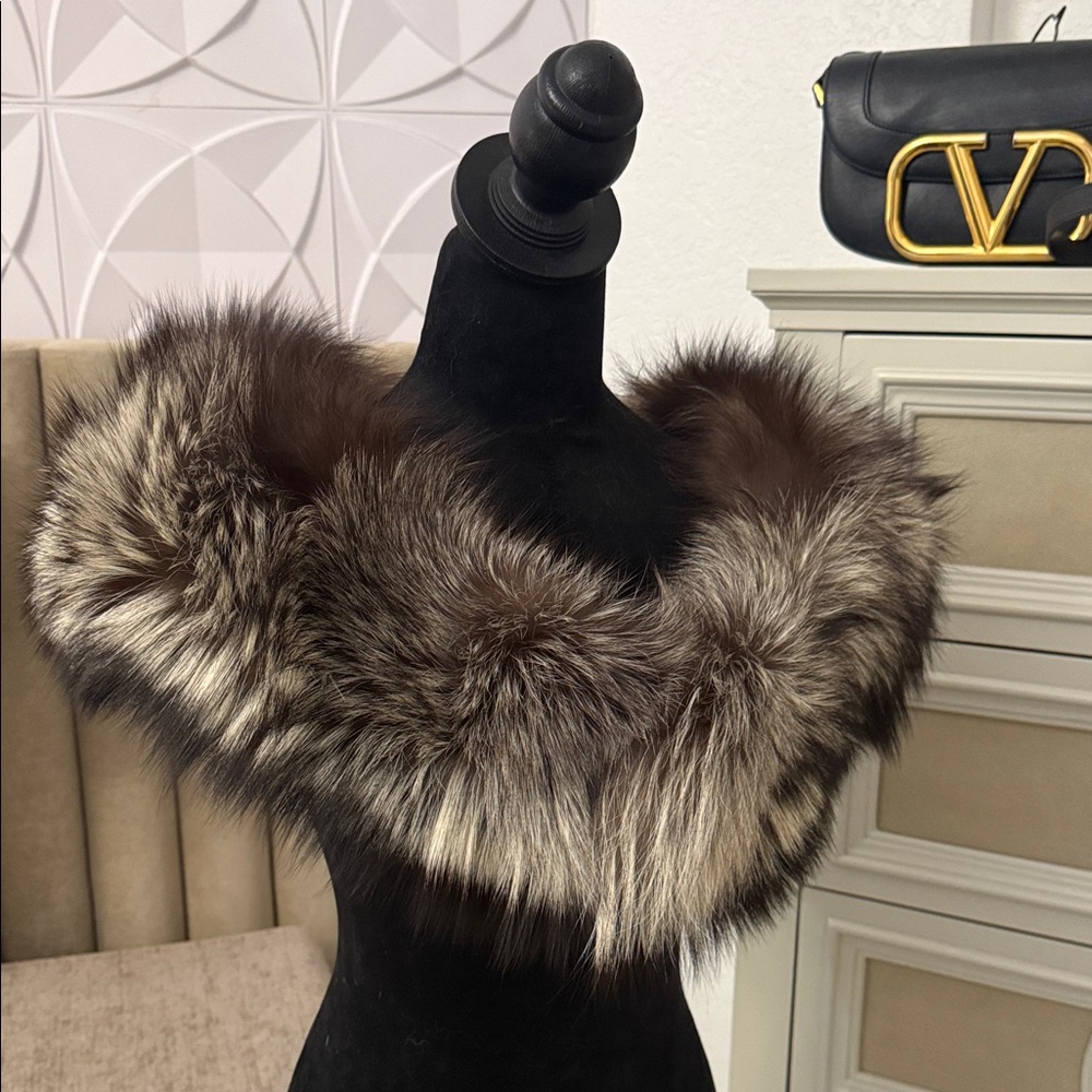 SAGA1 FOX SILVER FOX FUR COLLAR SCARF